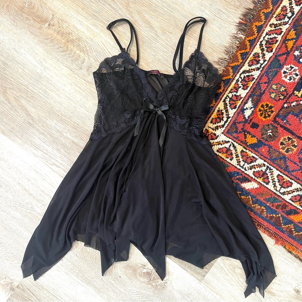 Black lace baby doll lingerie top